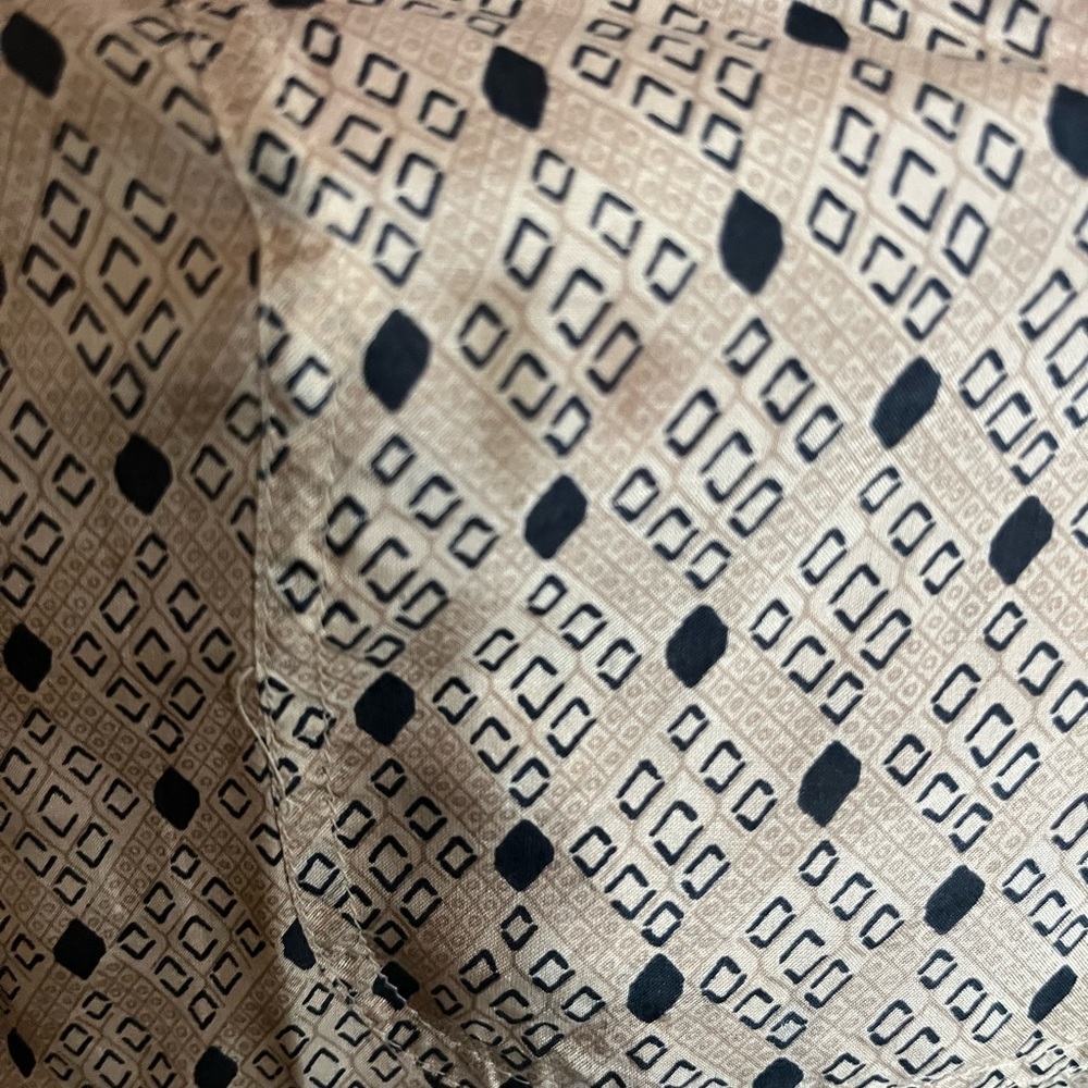 Vintage 90s Porcini Silk Shirt Mens L Tan Geometric Button Up Luxe Minimalist - Picture 7 of 9